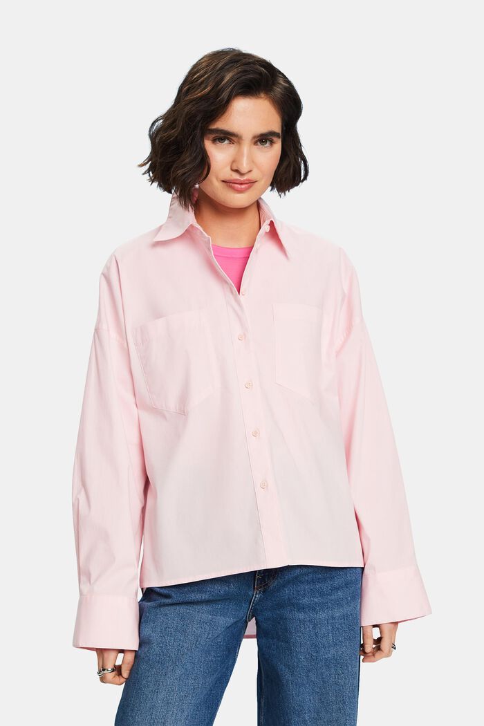 Cotton-Poplin Button-Up Shirt, PASTEL PINK, detail image number 0