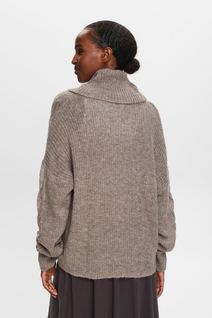 Cable-Knit Turtleneck Sweater, BROWN GREY, detail image number 5
