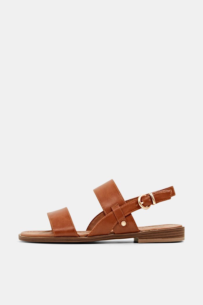 Sandals with wide straps, CARAMEL, overview