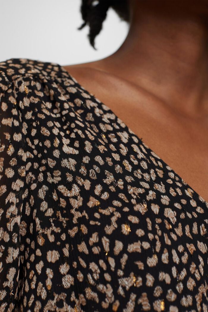 Printed chiffon dress with a glitter effect, BLACK, detail image number 3