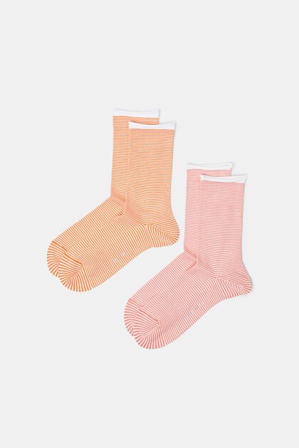 Striped socks with rolled cuffs, organic cotton