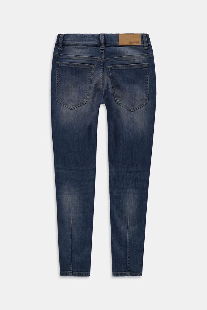 Washed stretch jeans with an adjustable waistband