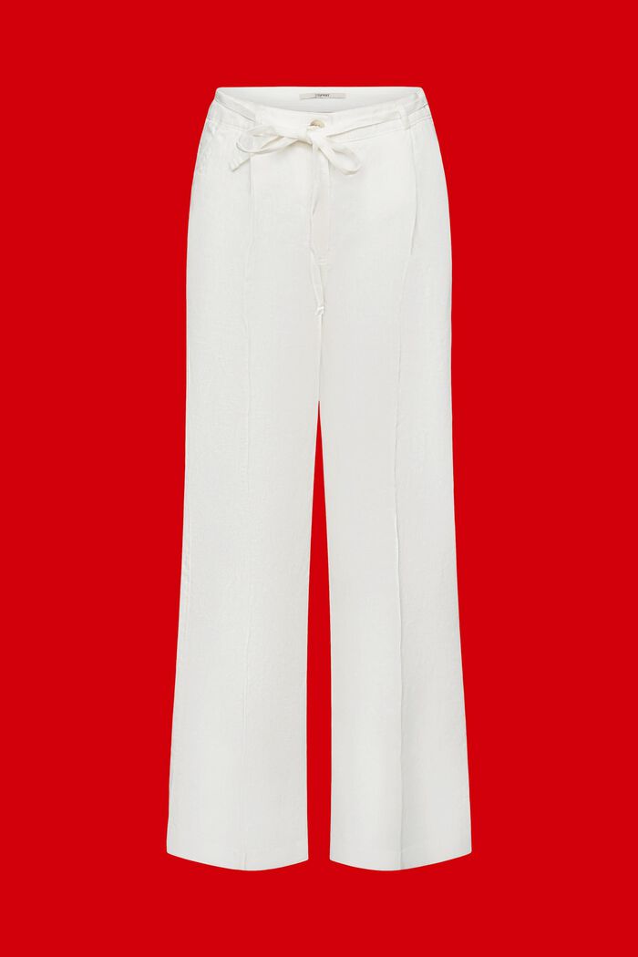 Wide Leg Linen Pants, OFF WHITE, detail image number 7