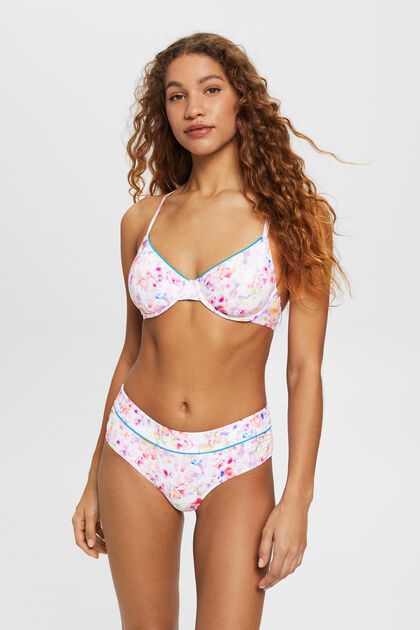 Mid-rise bikini bottoms with floral pattern