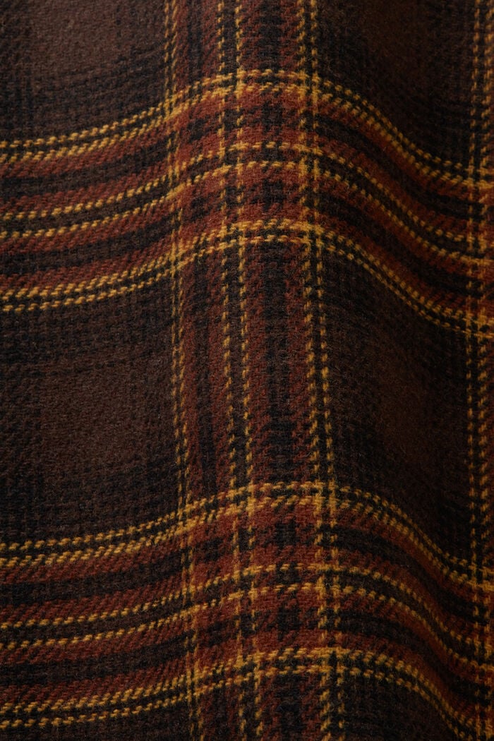 Checkered Wool Blend Overshirt, DARK BROWN, detail image number 5