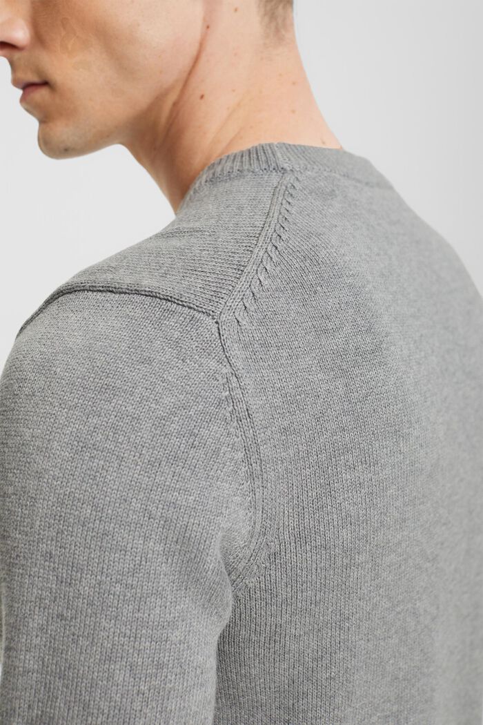 Sustainable cotton knit jumper, MEDIUM GREY, detail image number 4