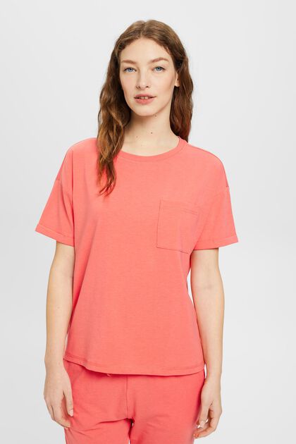 T-shirt with a breast pocket in blended cotton