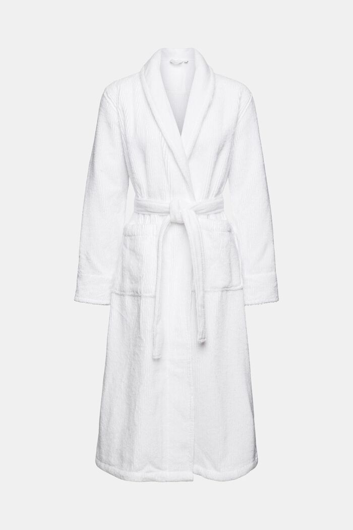 Ribbed-effect bathrobe, WHITE, detail image number 4