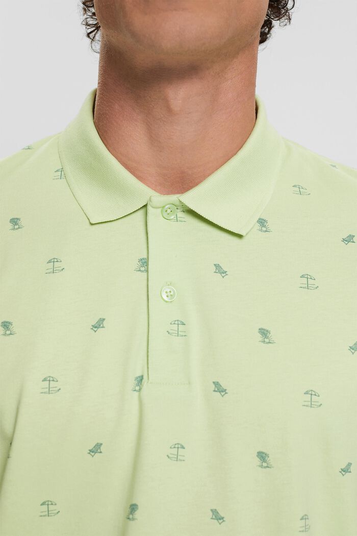 Jersey polo shirt with a print, LIGHT GREEN, detail image number 2