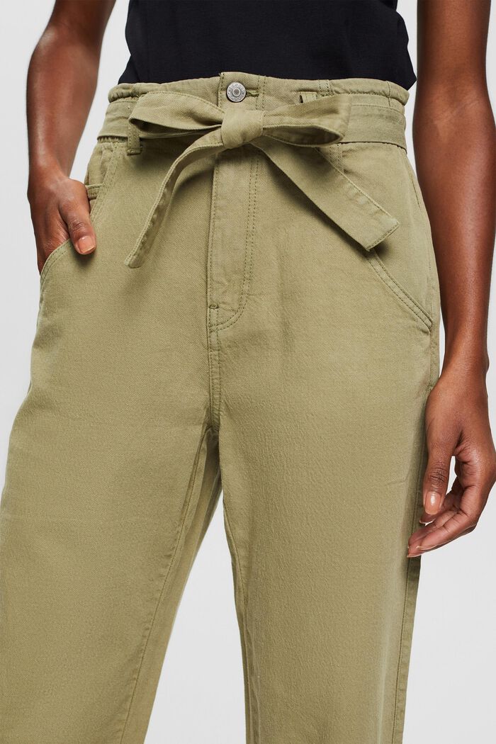 Containing hemp: trousers with a tie-around belt, LIGHT KHAKI, detail image number 2