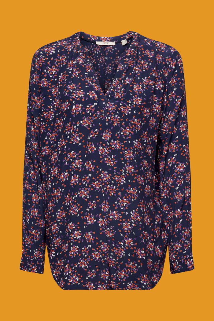 Floral V-neck blouse, NAVY, detail image number 6