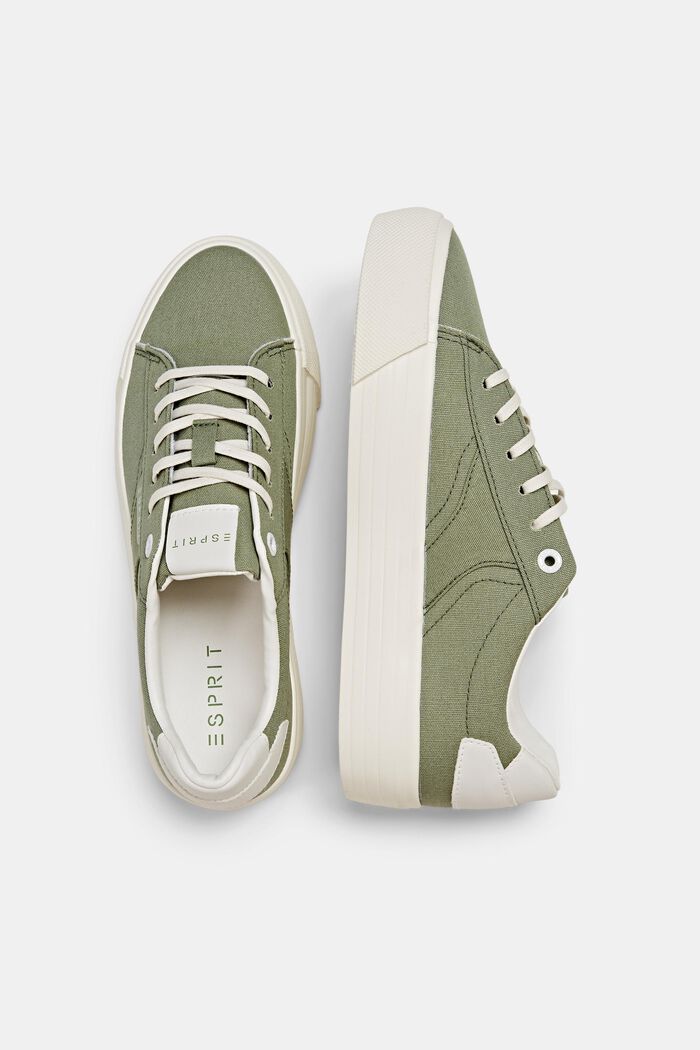 Canvas trainers with platform sole, KHAKI GREEN, detail image number 5