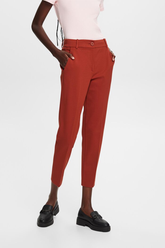 Punto jersey cropped trousers, RUST BROWN, detail image number 0