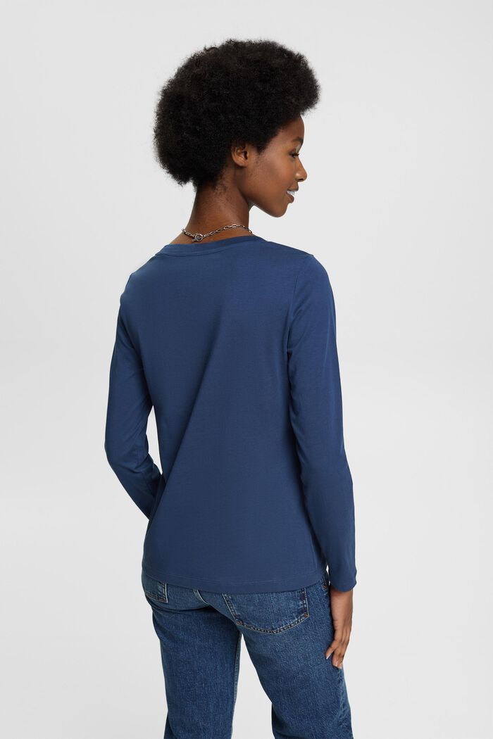 Long-sleeved top with chest print, PETROL BLUE, detail image number 3