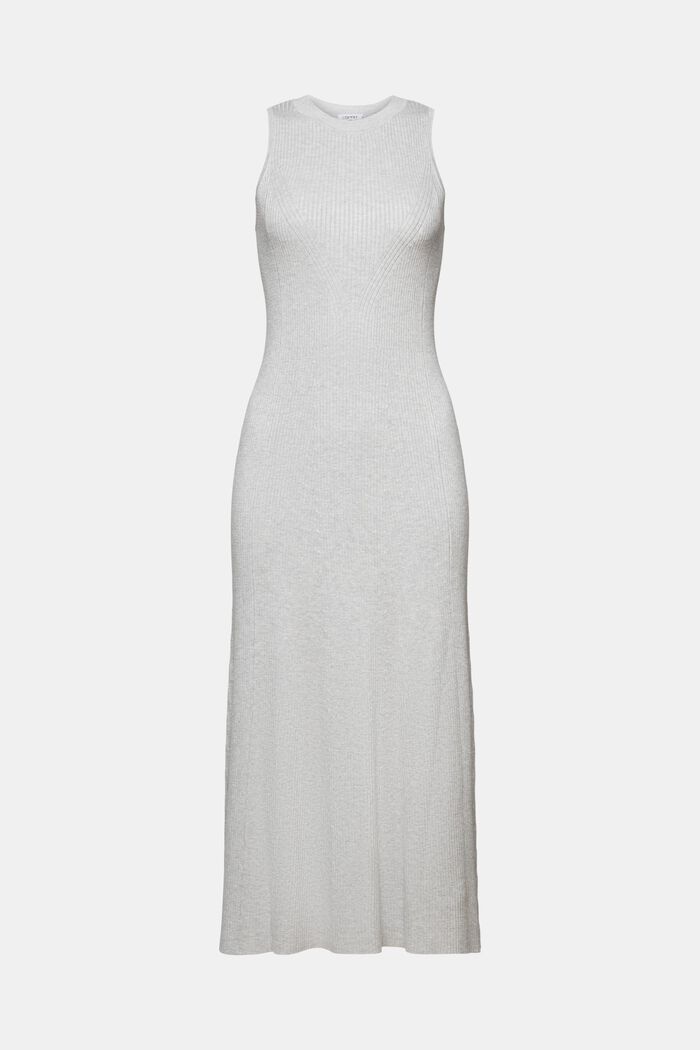 Sleeveless Ribbed Midi Dress, LIGHT GREY, detail image number 5