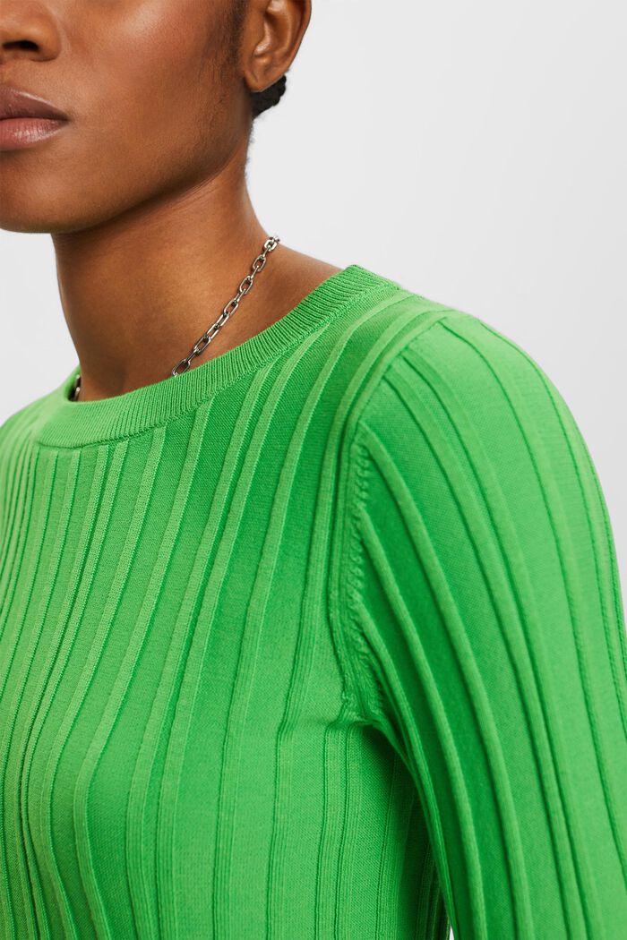 Short-sleeved ribbed sweater, GREEN, detail image number 2