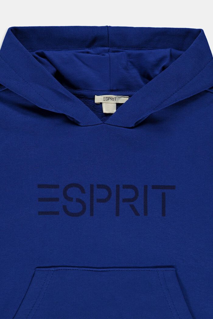 Logo sweatshirt hoodie made of 100% cotton, BRIGHT BLUE, detail image number 2