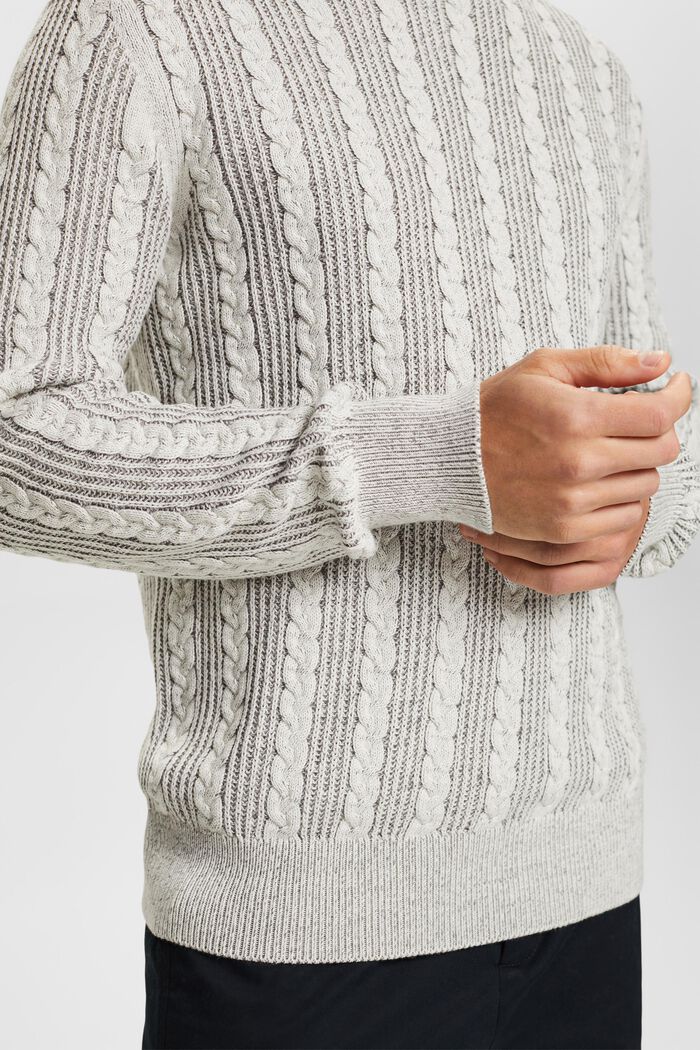 Cable-Knit Crewneck Sweater, BROWN GREY, detail image number 3