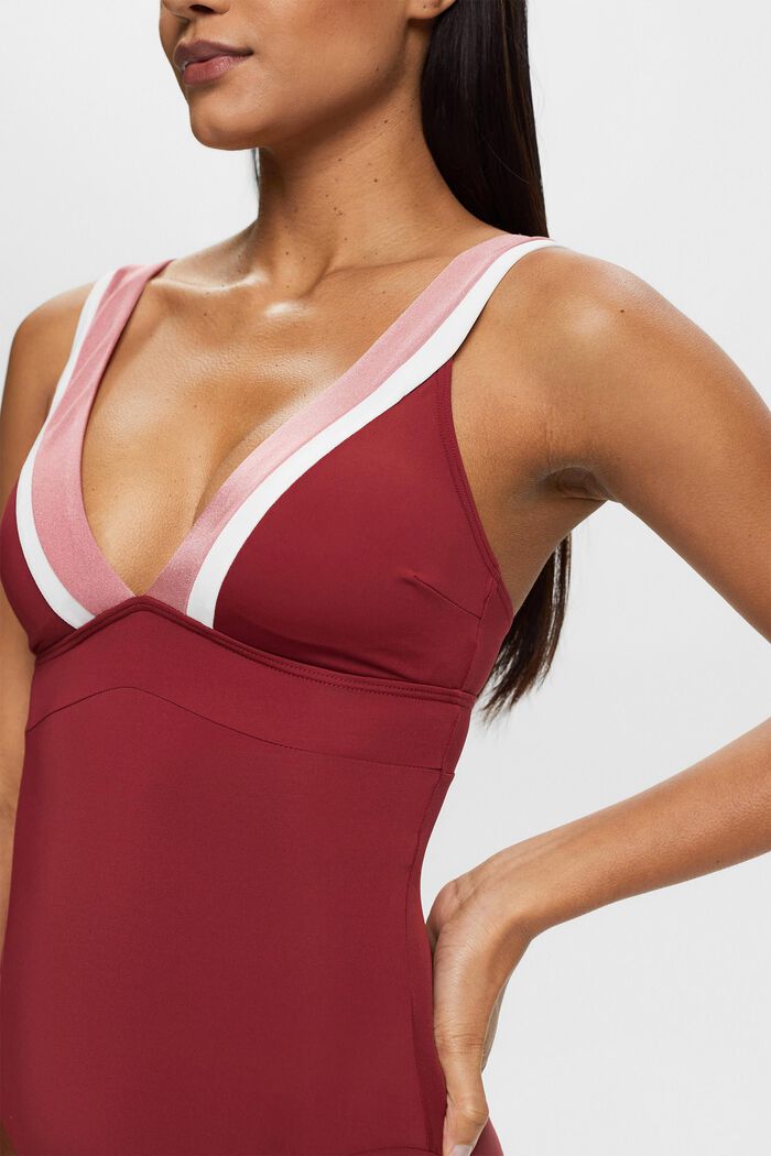 Tri-colour swimsuit, DARK RED, detail image number 1