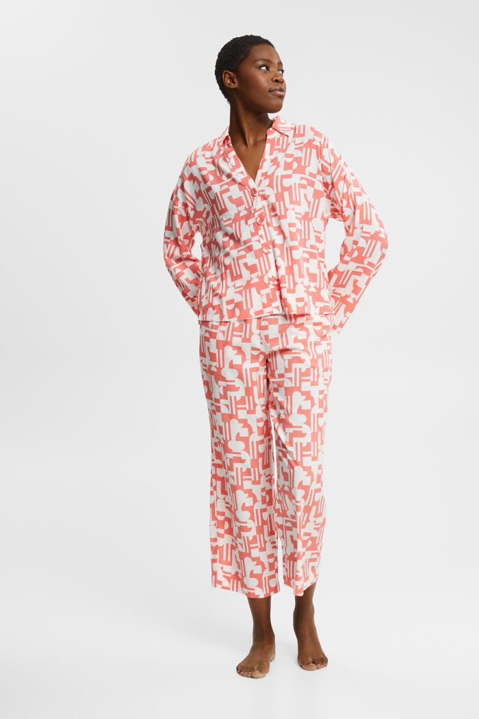 LENZING™ ECOVERO™ viscose printed pyjamas, CORAL, detail image number 0