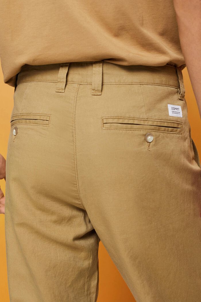 Cotton and linen blended trousers, KHAKI BEIGE, detail image number 4