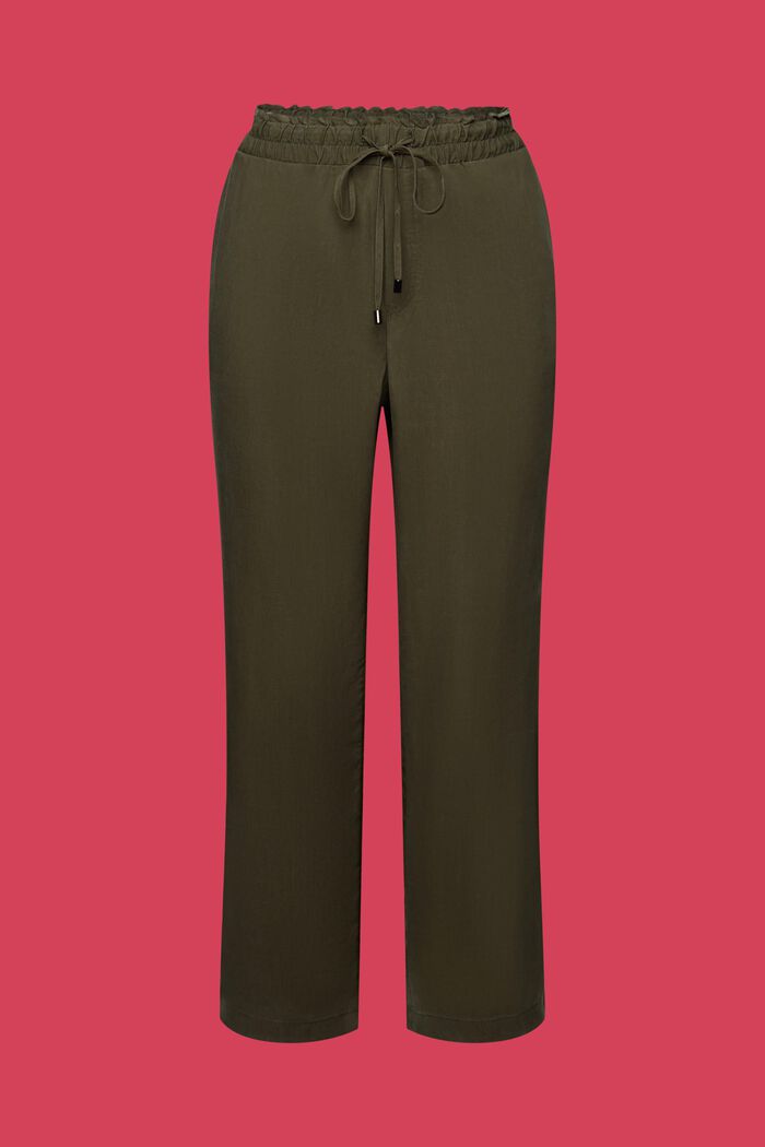 Trousers with an elasticated waistband, DARK KHAKI, detail image number 7