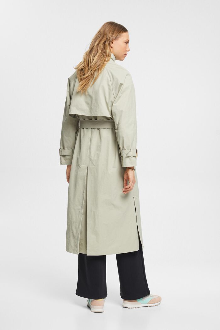 Trench coat with belt, DUSTY GREEN, detail image number 3