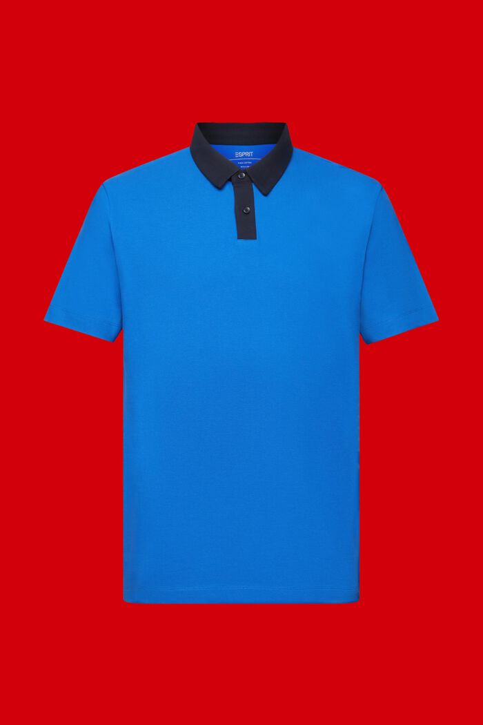 Cotton pique polo shirt, BRIGHT BLUE, detail image number 5