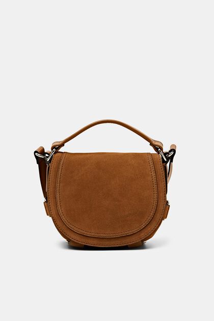 Suede saddle bag with decorative straps