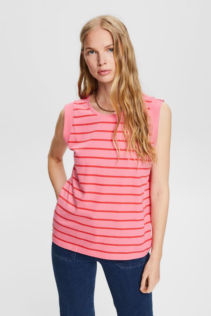 Sleeveless T-shirt with stripes