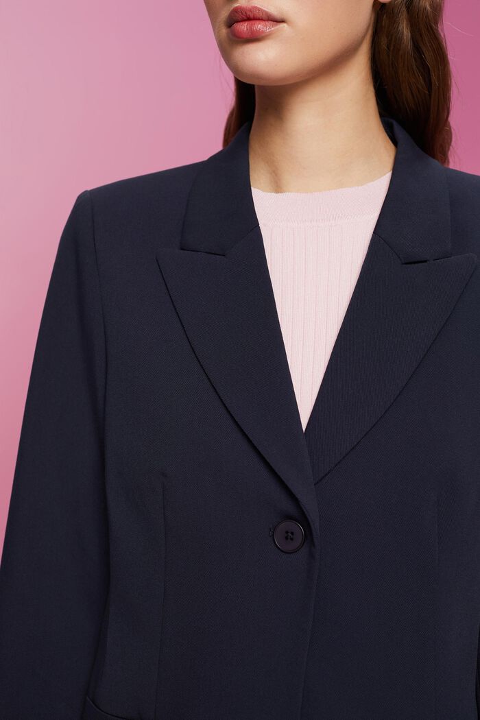 Single-breasted twill blazer, NAVY, detail image number 2