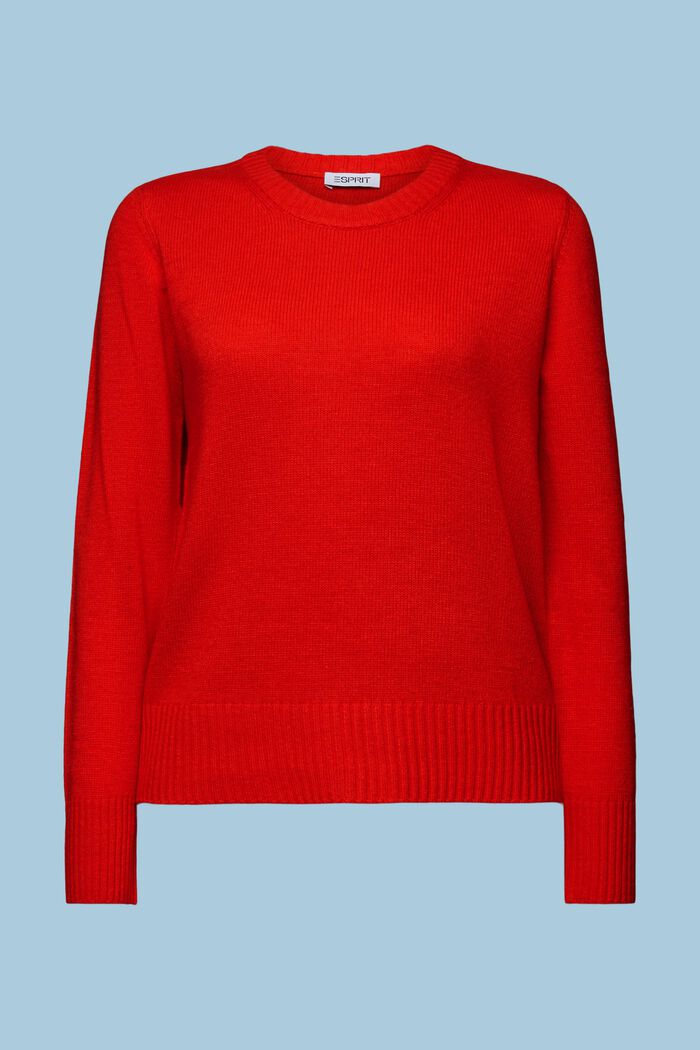 Knit Crewneck Sweater, RED, detail image number 6