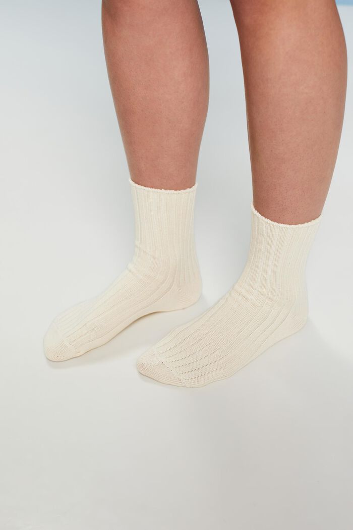 2-Pack Rib-Knit Socks, CREME/GREY, detail image number 1