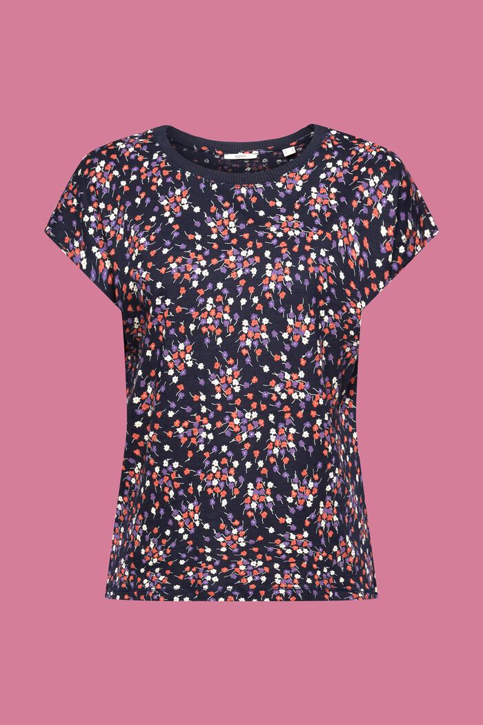 Sleeveless T-shirt with all-over floral pattern, NAVY, detail image number 6