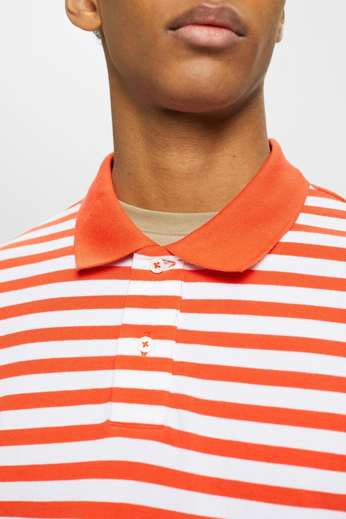 Striped slim fit polo shirt, ORANGE RED, detail image number 2