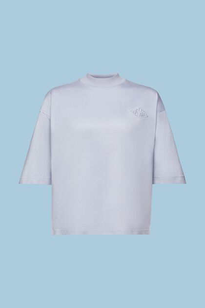 Cotton Mock Neck Logo T-Shirt