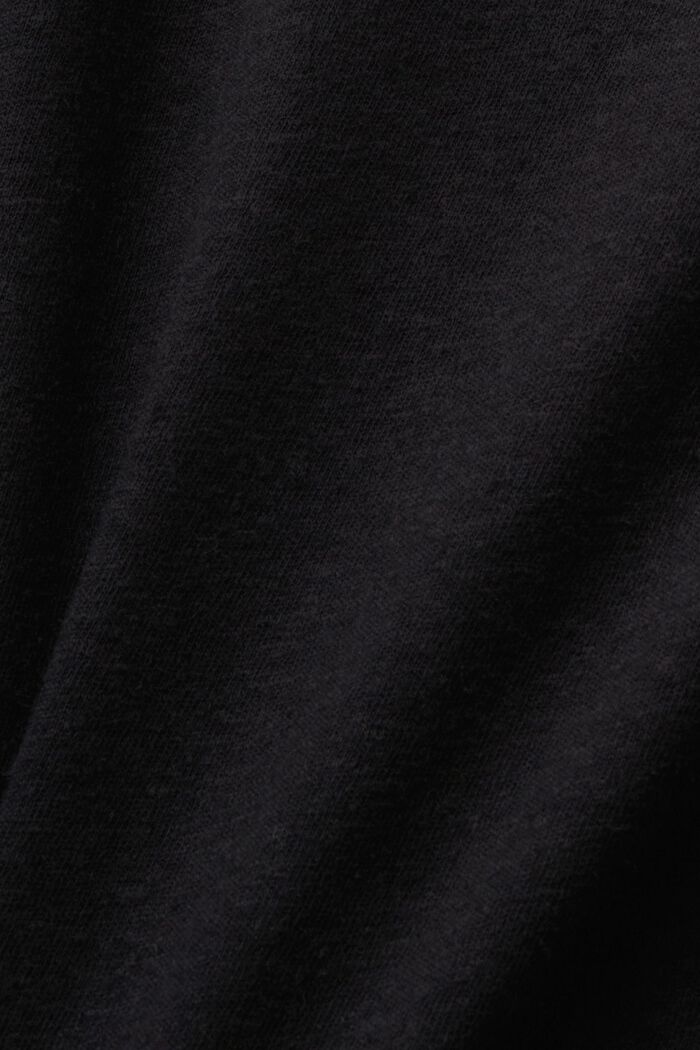 Cotton and linen blended t-shirt, BLACK, detail image number 5