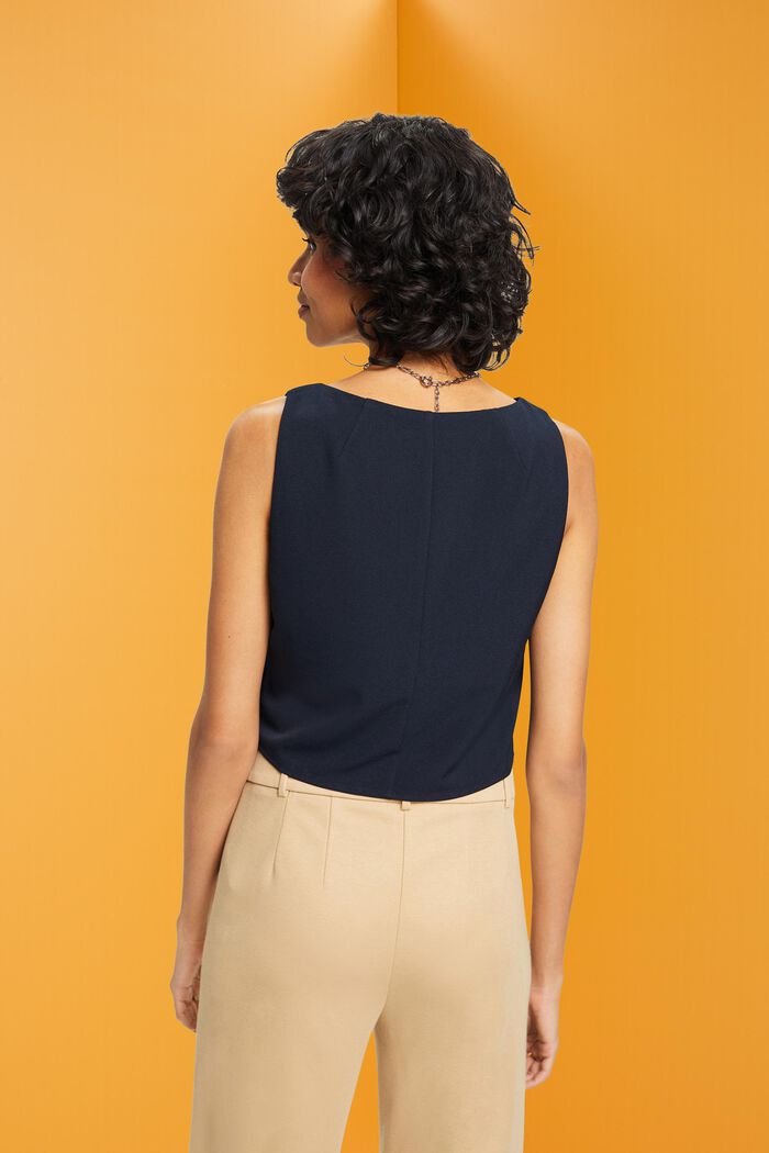 Cropped Crepe Top, NAVY, detail image number 3