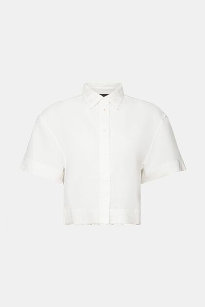 Cropped shirt blouse, linen blend