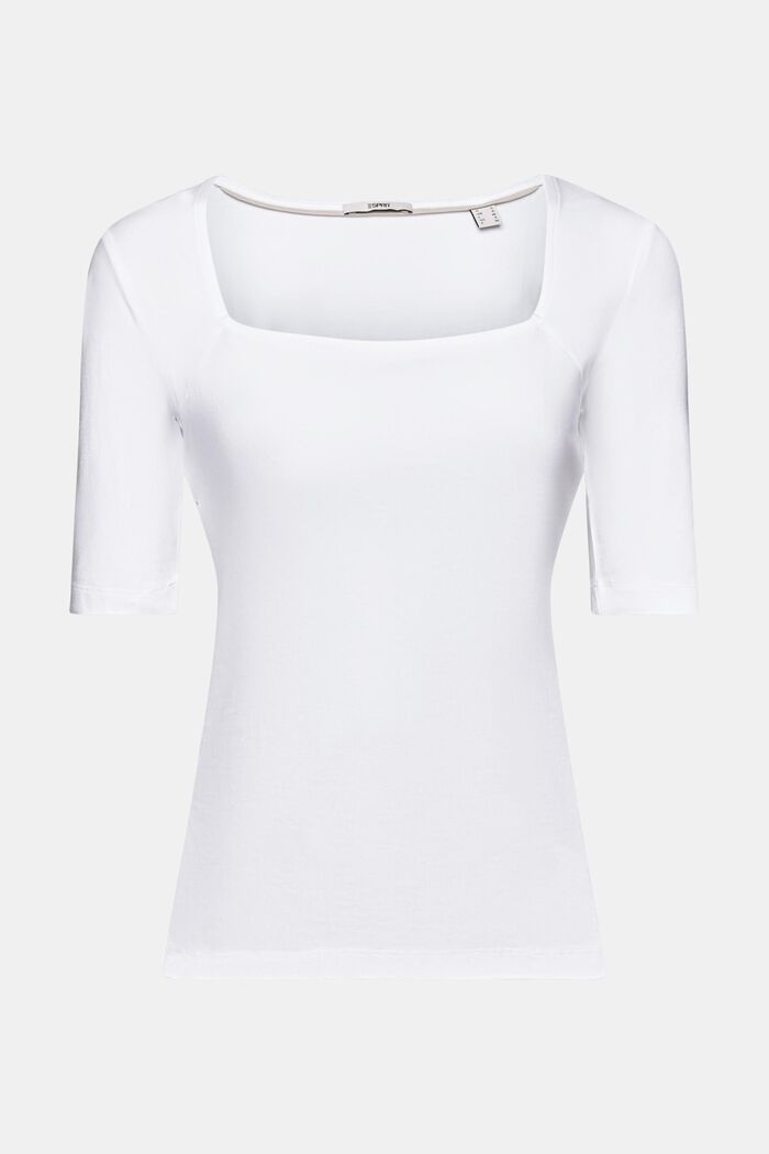 Top with square neckline, WHITE, detail image number 7