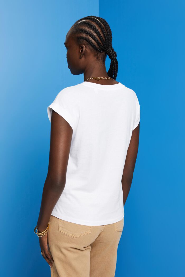 Cotton T-shirt, WHITE, detail image number 3