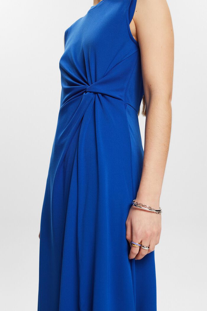 Knotted Crepe Midi Dress, BRIGHT BLUE, detail image number 3