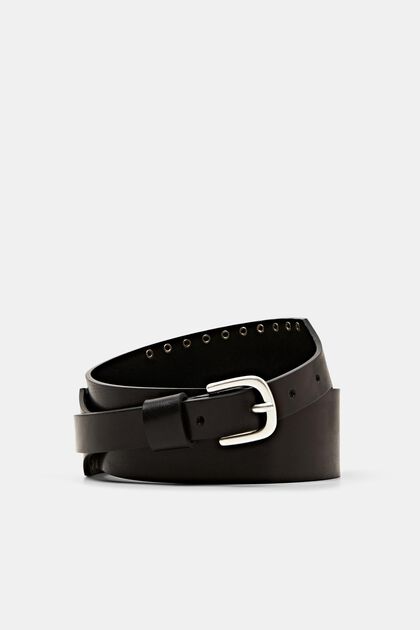 ESPRIT - Waist belt with studs, 100% real leather at our online shop