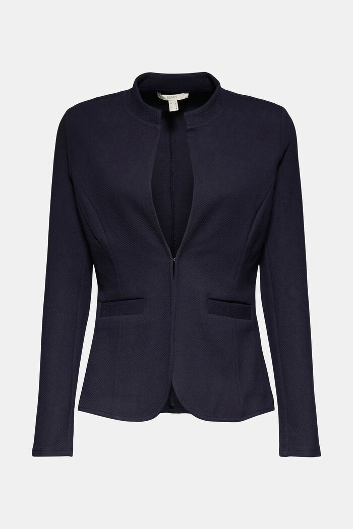 Fitted jersey blazer with texture, NAVY, detail image number 0