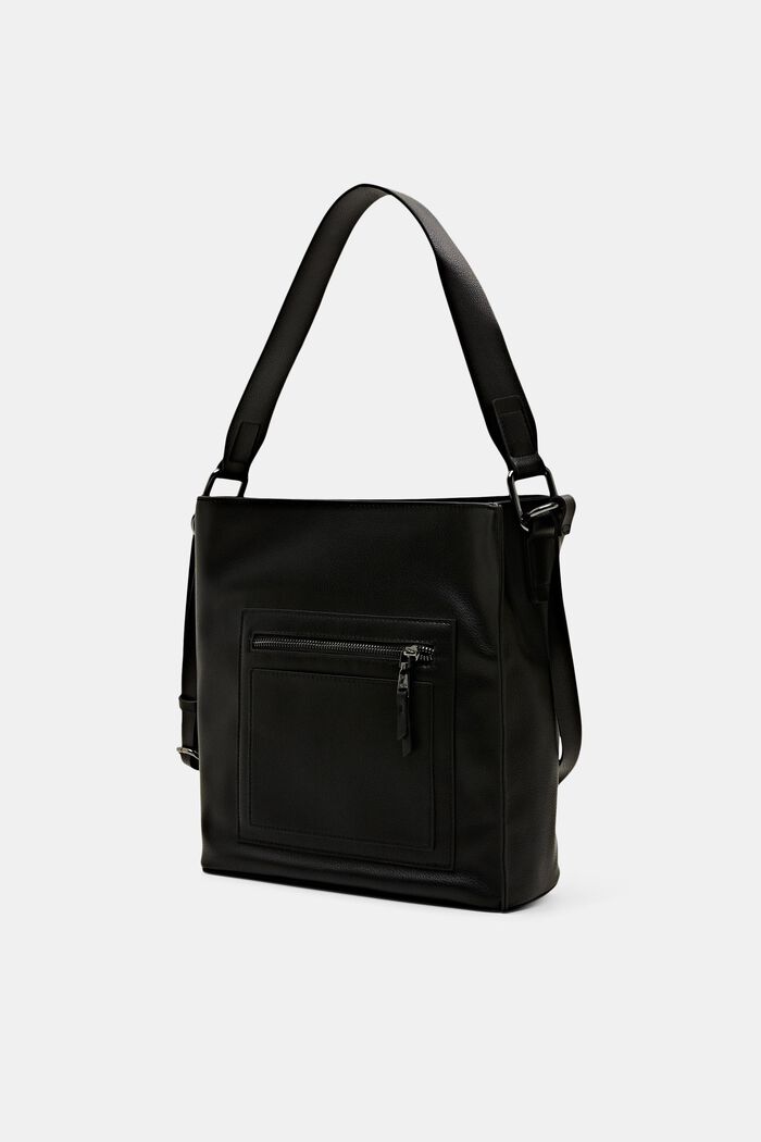 Faux leather hobo bag, BLACK, detail image number 2