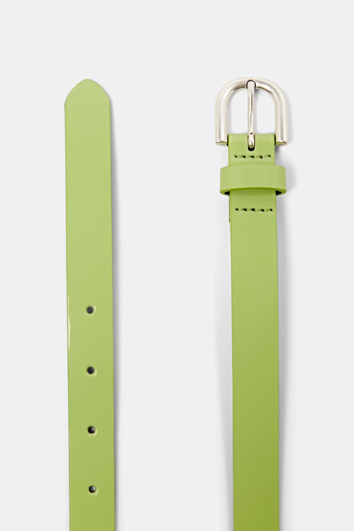 Skinny Faux Patent Leather Belt, LIME YELLOW, detail image number 1