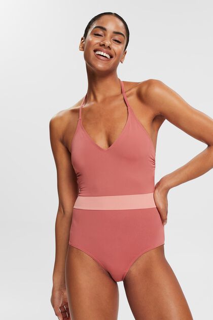 Made of recycled material: two-tone swimsuit