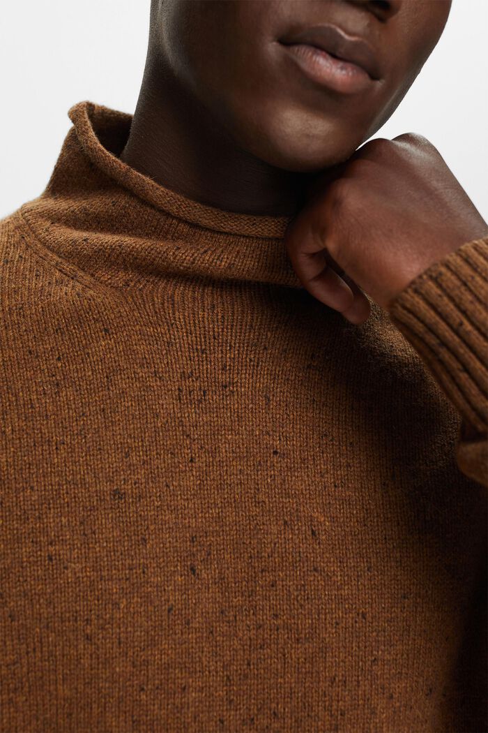Wool-Blend Mockneck Sweater, BARK, detail image number 1