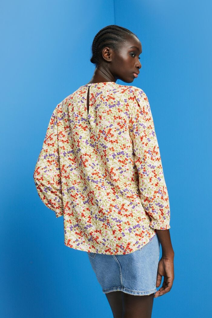 Floral blouse with 3/4 sleeves, OFF WHITE, detail image number 3
