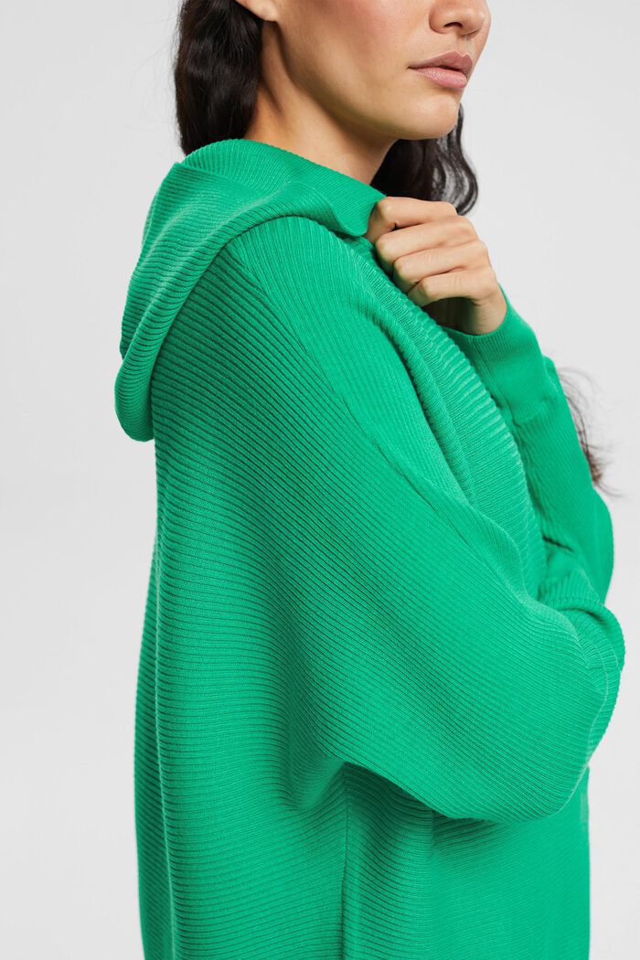 Ribbed hoody made of recycled fabric, LIGHT GREEN, detail image number 2